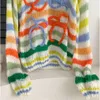 Ontwerperstruien Luxe designer damestrui Vintage trui met lange mouwen Dameswinterwol met ronde hals, regenbooggestreepte gebreide trui designkleding z6