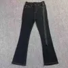 الجينز R-O للرجال النسخة الصحيح من Micro Horn Wax Pants R-O Dark Black Style Pure Hand Pritted Pritted Coded Disual Slim Fitting