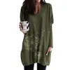 5xl plus size afdrukken bloemenblouse vrouwelijke casual vneck pocket tuniek tops lange mouwen veeroverhemden voor vrouwen roupas femininas 240102