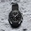 セラミックマテリアルMoonswatch Bioceramic Quarz Chronograph Mens Womens Watch Mission to Mercury Nylon Luxury Watch James Montre de Luxe Limited Edition Mast 3gr7