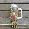 40oz designer tumblers copos com logotipo aventura dos desenhos animados cão de estimação design tumblers lidar com tampas e canudos carro canecas vácuo isolado garrafas de água potável