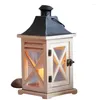 Candle Holders Wooden Iron American Style Glass Luxury Lid Lantern Aesthetic Floor Dekoration Home Furniture