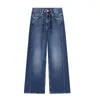 Kvinnors jeans ljusblå kvinnor hög midja vintage y2k stil rak baggy grå byxor amerikansk mode gata 2024 bred ben denim tru