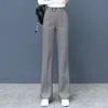 Thick Wool Blend Straight Pants Korean style Woolen Wide Leg Pants Womens Winter Casual High Waist Loose Trousers 240102