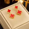 Boucles d'oreilles trèfle à quatre feuilles en acier titane pour femmes, boucles d'oreilles à pampilles simples à la mode et élégantes, cadeau de saint valentin