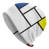 Beralar piet mondrian soyut sanat 1960'lar kırmızı mavi sarı dikdörtgenler kaput şapkalar örme şapka kış geometrik kafatası beanies kapaklar