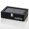 Ringar 8 Slots Wood Watch Box Organizer Watch Holder With Glass Window Mens Wrist Watch Display Black Watch Cabinet