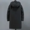メンズダウンパーカーブラックロングパーカスメン冬の濃い暖かいジャケット