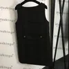 Vestido encantador para mujer, faldas de diseñador con bolsillos de lana, vestidos de talla grande sin mangas a la moda, vestido de fiesta con personalidad en 2 colores