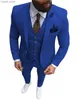 Men's Suits Blazers New Pink Men's 3 Pieces Suit Formal Business Notch Lapel Slim Fit Tuxedos Best Man Blazer For Wedding(Blazer+Vest+Pants) Q230103