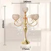 Bougeoirs 65 cm hauteur 5 bras candélabres en métal doré avec pendentifs somptueux porte-table de mariage décoration de la maison en gros