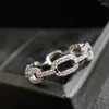 Cluster Rings Fashion Silver Color Bling Zircon Stone S925 Chain Ring For Women Personality Wedding Engagement Jewelry 2024