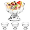 食器セット4ピーストリフルボウルガラスデザート料理アイスティーグラスビンテージガラス製品再利用可能なサンデーカップサラダボウルを提供する