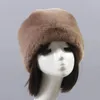 Simple Comfortable Women Faux Fur Flat Round Top Cap Man Short Plush Solid Color White Autumn Winter Thick Warm Hat W060 240103