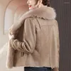 Pelliccia da donna Cappotto imitazione donna di fascia alta Temperamento femminile Vestibilità slim Corto Capispalla caldo Moda Tinta unita Casual Cappotto versatile