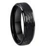 Itungstênio 6mm 8mm masculino feminino preto martelado anel de tungstênio casamento noivado banda moda jóias bordas escalonadas conforto fit71267296528485