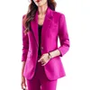 Women's Two Piece Pants Rose Red Small Suit Jacket Spring And Autumn High Sense Elegant Business Temperament Fashion