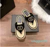 Espadrillas di lusso Pantofole estive Infradito con logo Sandalo infradito in paglia da donna Scivoli con plateau Designer piatto