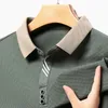 Высококачественный осенний бизнес повседневная прохладная дышащая ткань мужчина-лацка для рубашки поло в рубашке с длинным рукавом модельер-дизайнер