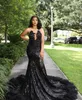 Sparkly African Trumpet Evening Formella klänningar Luxury Diamond Sequins Tassel Ruffles Black Girl Prom Slay Gown for Women