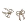 Boucles d'oreilles tendance avec nœud papillon, accessoires de bijouterie scintillants