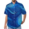 Camicie casual da uomo Camicia da spiaggia a onda in bianco e nero Strisce Camicette hawaiane da uomo Y2K Camicette a maniche corte Abbigliamento grafico Grandi dimensioni