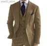 Ternos masculinos Blazers Mens Ternos 3 peças de lã verde Tweed Herringbone Business Retro Classic PatternTuxedos para casamento Blazer Calças Colete Q230103