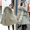 Dames Trenchcoats Winterjas Dames Parka Bovenkleding Koreaans Grote bontkraag Capuchon Lange mouw Fleece voeringjas Dames Dik Warm gewatteerd