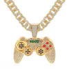 Strass Cubaanse Ketting Iced Out Link Chain Game Controller Handvat Hanger Ketting voor Vrouwen Mannen Goud Kleur Hip Hop Sieraden X07241P