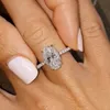 T GG Luxury 925 Sterling Gümüş Alyans Parmak 4ct Oval Kesim Elmas Yüzük Kadın Nişan Mücevher Anel