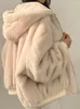 Trenchs pour femmes Manteaux de laine d'agneau pour femmes en automne et en hiver Parkas épaissie veste en coton double face haut à capuche