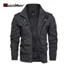 Magcomsen jaquetas de lã masculina blusão casacos outono inverno jaquetas bomber térmicas multi-bolsos gola motocicleta jaqueta 240103