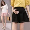 Skirts New Summer Wide Leg Pleated Chiffon Loose Maternity Shorts Summer Sweet Hot Shorts for Pregnant Women Adjustable Shorts