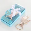 Favore di partito 100 pz/lotto Regali Baby Shower Boy Girl Compleanno Omaggi Battesimo Souvenir Gold Metal Carriage Apribottiglie