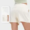 LU-1868 Mulheres Yoga Shorts Desenhar Corda Casual Cintura Alta Secagem Rápida Respirável Correndo Perna Larga Esportes Fitness Shorts