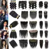 Wefts 30 36 Inches Human Remy Hair Bundles With Lace Frontal Closure Straight Body Deep Water Loose Wave Jerry Kinky Curly Brazilian Vir