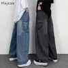 Baggy Cargo Jeans Men Vintage American Retro Streetwear Washed Unisex Denim Trouser Y2k Clothes S-3XL All-match Techwear Hip Hop 240103