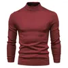 Herensweaters die dik en warm worden verkocht in de herfst, winter, slim-fit trui met middelhoge hals, meerkleurig gebreid