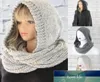 Women Winter Crochet Knit Hood Infinity Scarf Outdoor Windproof Warm Long Shawl Wrap Solid Color Earflap Hat Neck Warmer Factory p1581666