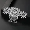 SLBRIDAL Luxury Trendy Prong Seting Cubic Zirconia Bridal Hair Comb Wedding Headpieces Women Girls Jewel Hårtillbehör 240103