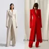 Women's Long 2-piece Suit JacketPants Slim Fit Short Sets Custom-made 1 Button High Street Luxury Womens Clothing Pant Set 240102