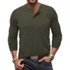 Laicross Border European och American Men's Long Sleeved T-shirts med runda halsade Henley-skjortor för utrikeshandelsmän T-shirts, Amazon