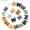 Pendant Necklaces 20pcs Charms Natural Stone Butterfly Pendants Sculpture Carved Fashion Beads For Jewelry Making Necklace Earring Wholesale