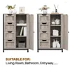 Kitchen Storage SMILE MART 32.5" Height Wooden Bathroom Floor Cabinet Organizer With 4 Drawers Gray