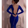 Casual Kleider Sexy Back Zip Langarm Kleid Bleistift Bodycon Dame Vestido De Renda Herbst