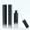 Storage Bottles Custom 5ML Square Black Gradient Lipgloss Tube Container Wholesale Plastic Lip Gloss Tubes Blam Lipstick Packaging 100pcs