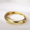 Bangle Gold Color Bracelet Polished Surface Simple Fashionable And Atmospheric For Women Wide Face Unique Design Bangles Metal Jewelry