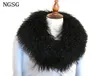 NGSG femmes réel col de fourrure solide noir naturel véritable mongol mouton laine écharpe manteau hiver personnaliser multicolores Y2010076890242