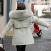 Dames Trenchcoats Winterjas Dames Parka Bovenkleding Koreaans Grote bontkraag Capuchon Lange mouw Fleece voeringjas Dames Dik Warm gewatteerd