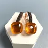 Dangle Earrings Classic nudo inlay茶色のジルコンと黒い銃メッキのクリスタルアメジストファッションジュエリーギフト